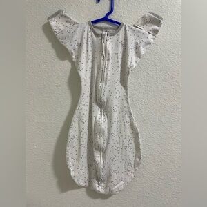 White Baby Swaddle with Gray Dots
